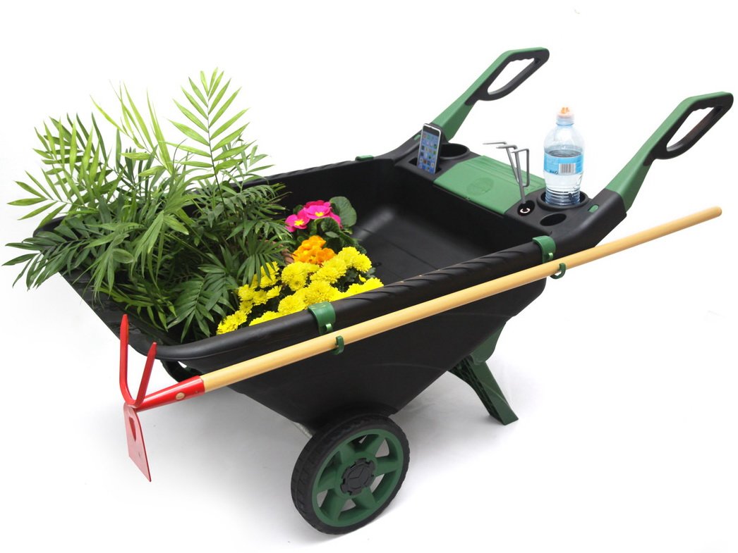 Садовая тачка-тележка Garden Cart, 80 л, черно-зеленый, с 2 ручками .